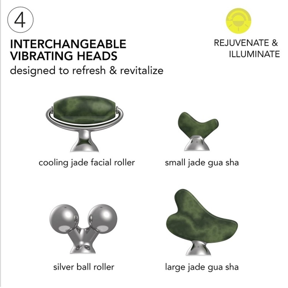 NWT skn Conair Jade Vibrating Face Roller Kit 4 Attachments Gua Sha Silver balls - Picture 6 of 9